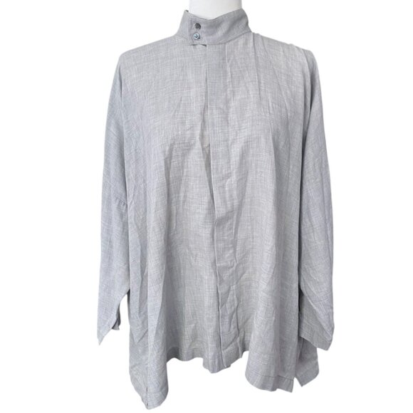 ESKANDAR Natrual Stone Grey Cotton Wool Blouse Size 1 - Picture 1 of 10